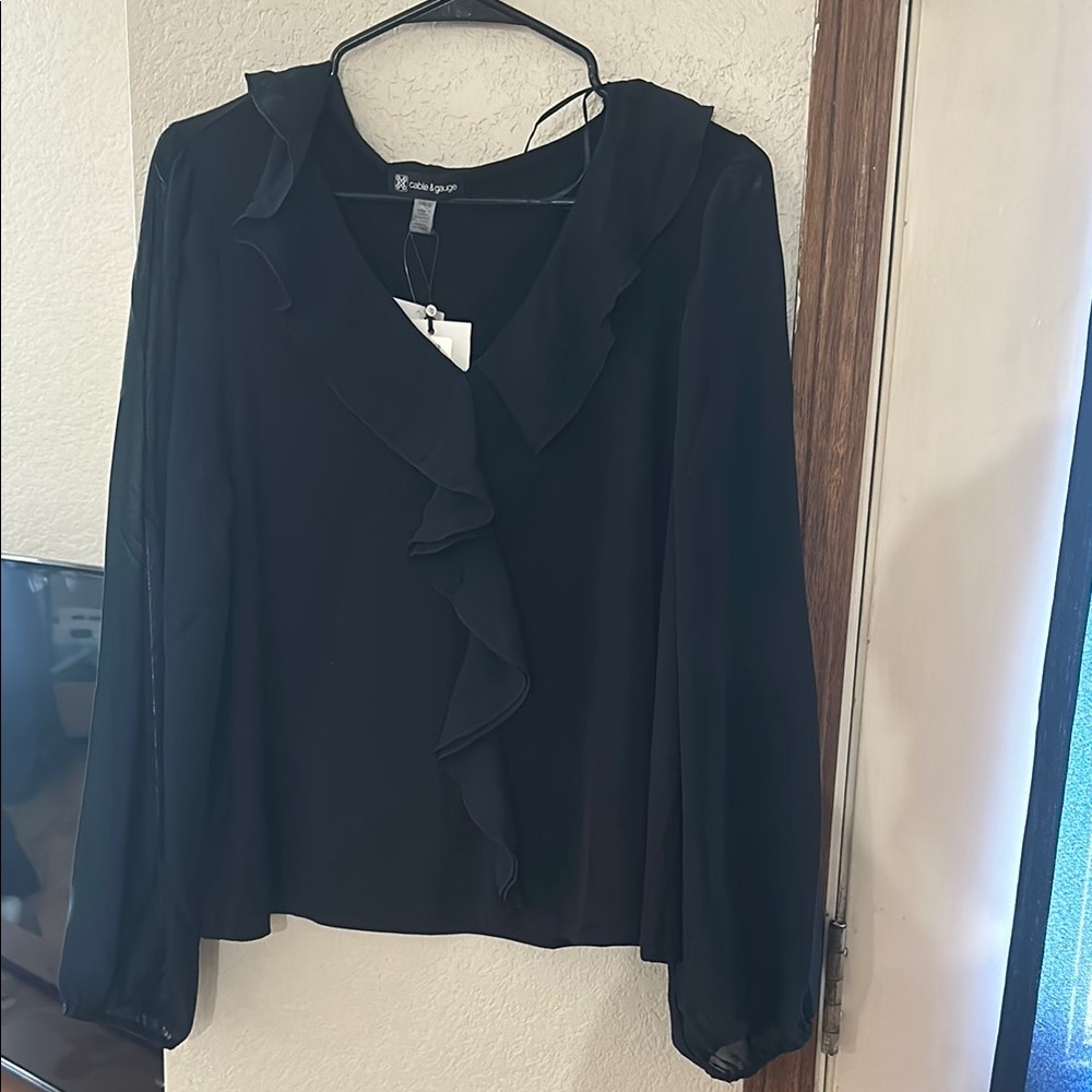 Black Ruffled Women's Top